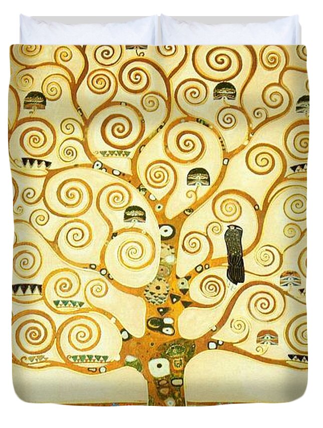 Gustav Klimt Duvet Cover featuring the painting The Tree Of Life by Gustav Klimt