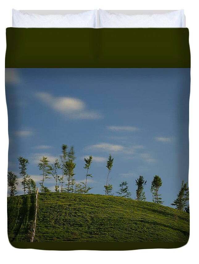 Antola Duvet Cover featuring the photograph The Trees On The Hill by Enrico Pelos