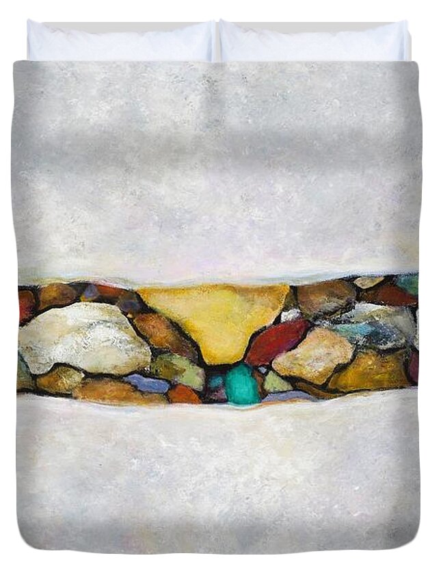 Rivers Duvet Cover featuring the painting The Turquoise Stone by Frances Marino