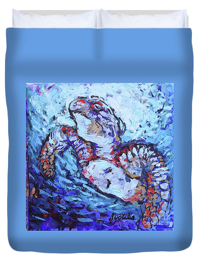  Duvet Cover featuring the painting The Turtle by Jyotika Shroff