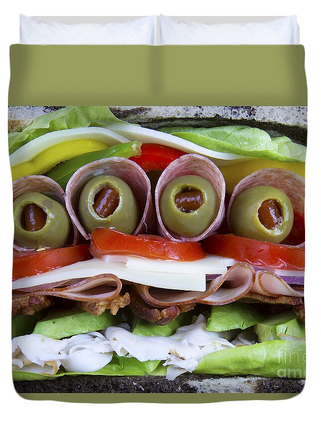 Ham Duvet Cover featuring the photograph The Ultimate Sandwich by Karen Foley