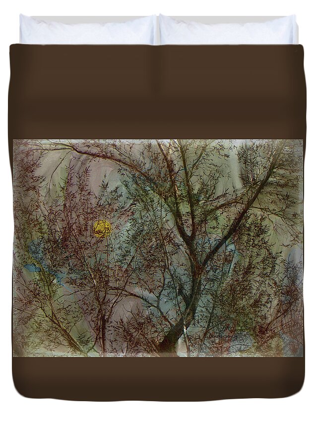 Impression Duvet Cover featuring the mixed media The Universe in a Tree by Lenore Senior