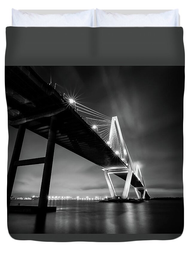Charleston Duvet Cover featuring the photograph The Vanishing Point in Black and White by Norma Brandsberg