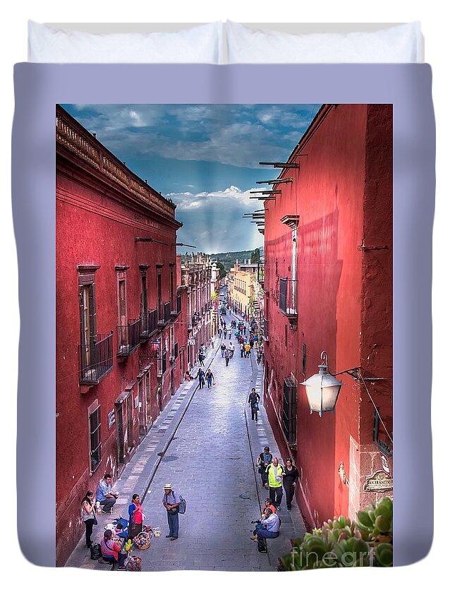 Street Duvet Cover featuring the photograph The View Down Recreo by Barry Weiss