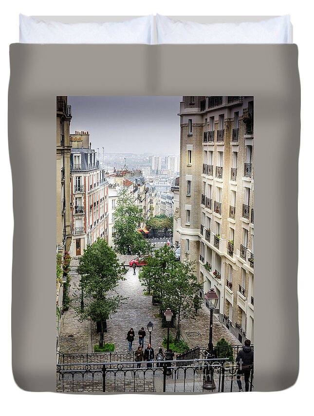 Paris Duvet Cover featuring the photograph The view from Montmartre steps, Paris France 2 by Perry Rodriguez