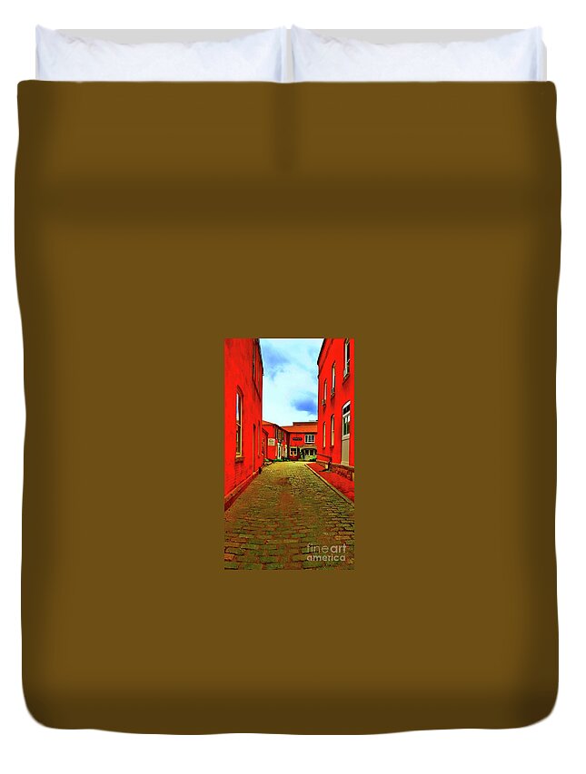 Brick Duvet Cover featuring the photograph The Walk by Dani McEvoy