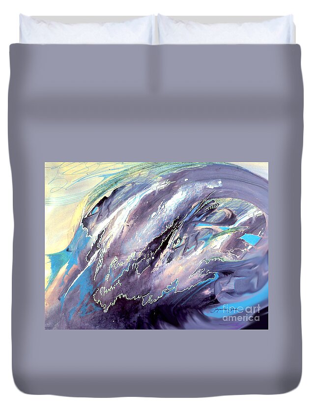 Blue Duvet Cover featuring the painting The Wave That Never Crashes by Jacqueline Shuler