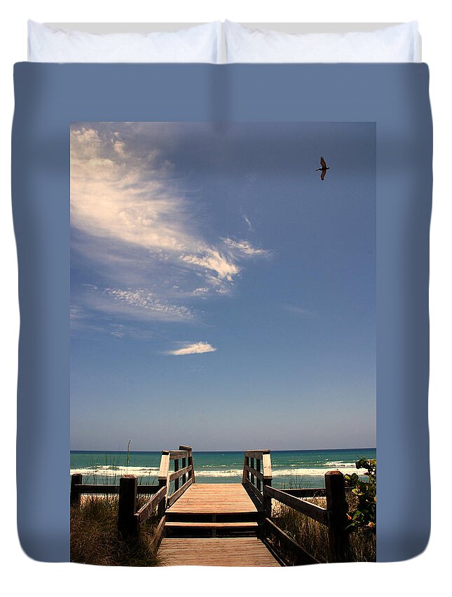 Way To The Beach Duvet Cover featuring the photograph The way out to the beach by Susanne Van Hulst