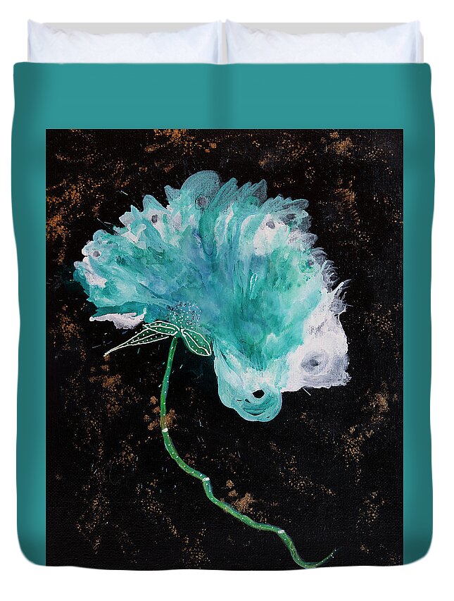 Corsage Duvet Cover featuring the mixed media The Wedding Flower by Judy Huck