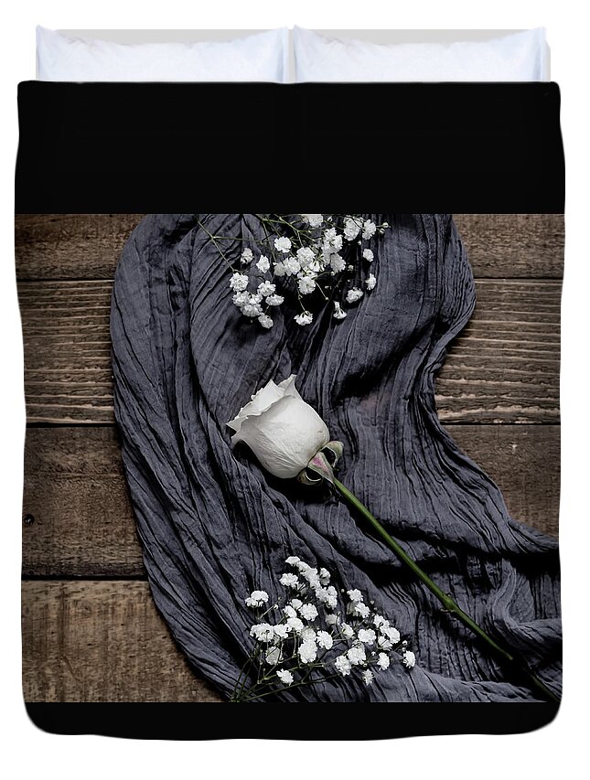 White Rose Duvet Cover featuring the photograph The White Rose by Kim Hojnacki