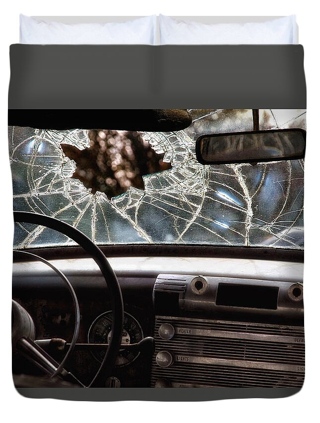 Junk Car Duvet Cover featuring the photograph The Windshield by Daniel George
