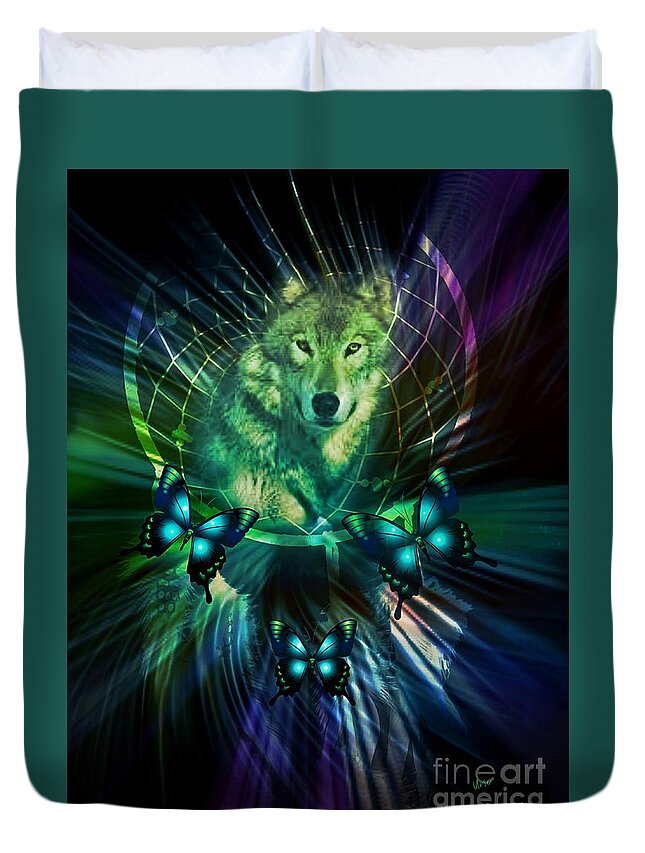 The Wolf Within Duvet Cover featuring the digital art The Wolf Within by Maria Urso