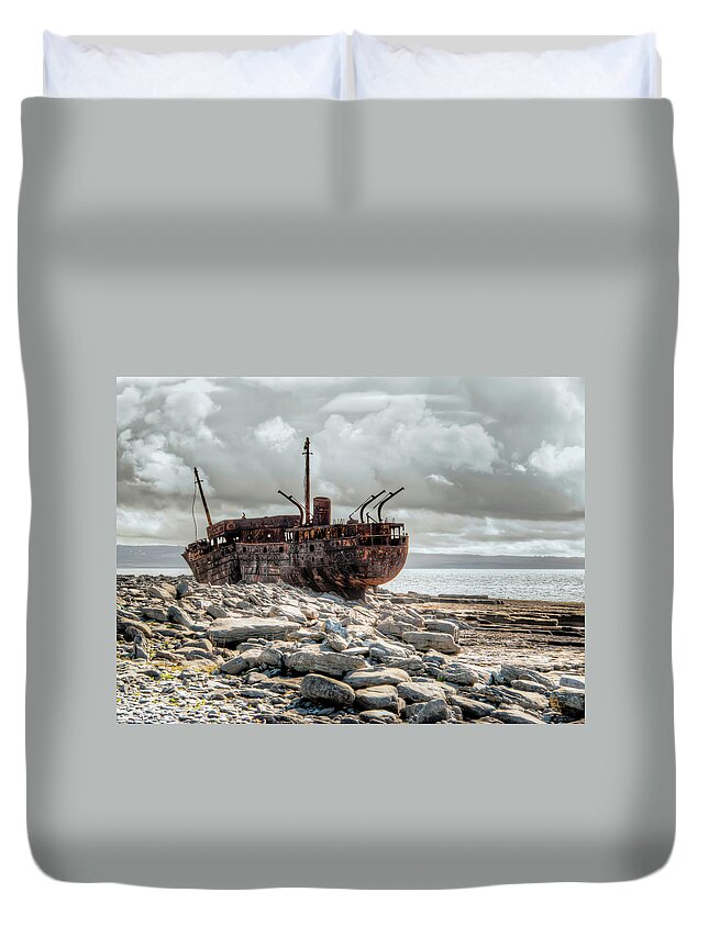 Aran Islands Duvet Cover featuring the photograph The Wreck of Plassey by Natasha Bishop