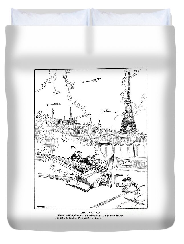 1925 Duvet Cover featuring the drawing The Year 2000 by Granger