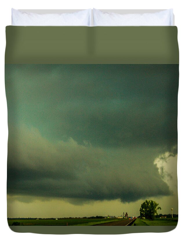 Nebraskasc Duvet Cover featuring the photograph There Be a Nebraska Storm a Brewin 029 by NebraskaSC