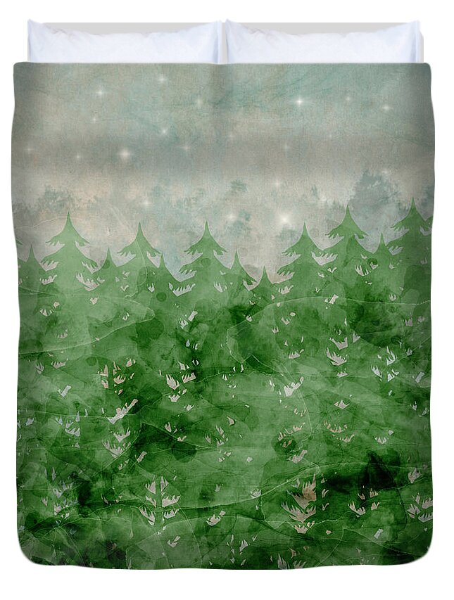 Nature Duvet Cover featuring the painting Theres A Place Stars Go To by Bri Buckley