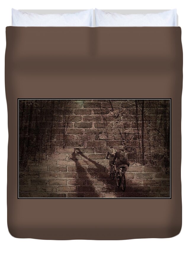 Brick Duvet Cover featuring the photograph Hitting The Wall by Jim Cook