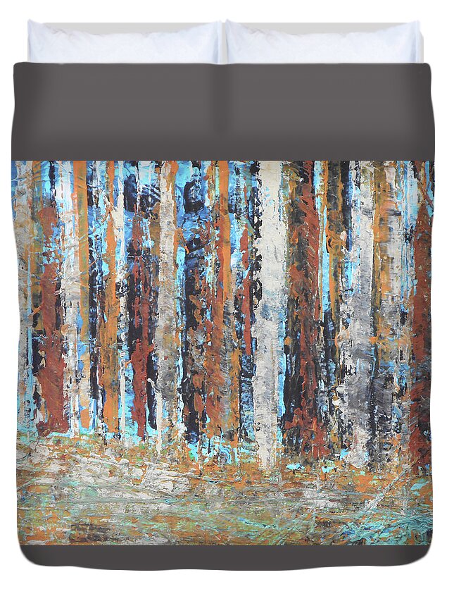 Woods Duvet Cover featuring the painting Thick Forest by Rhodes Rumsey