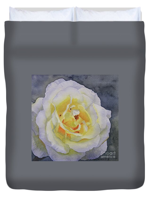 Jan Lawnikanis Duvet Cover featuring the painting Thinking Of You by Jan Lawnikanis
