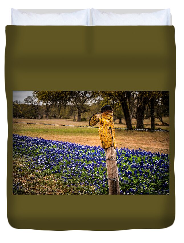 Rustic Duvet Cover featuring the photograph This Boot Was Made For... by TK Goforth