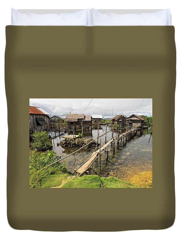 Pilar Duvet Cover featuring the photograph This is the Philippines No.10 - Pilar Fishing Village by Paul W Sharpe Aka Wizard of Wonders
