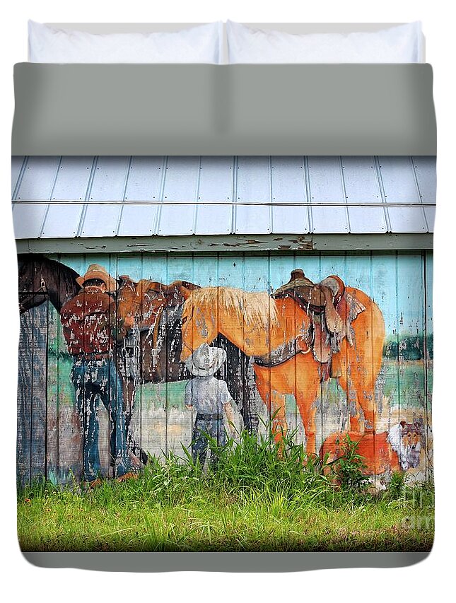 America Duvet Cover featuring the photograph This Old Barn by Ella Kaye Dickey