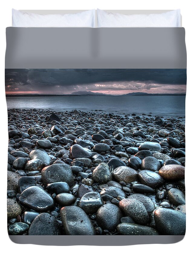 Sunset Duvet Cover featuring the photograph This Sunset Rocks by Kathy Paynter
