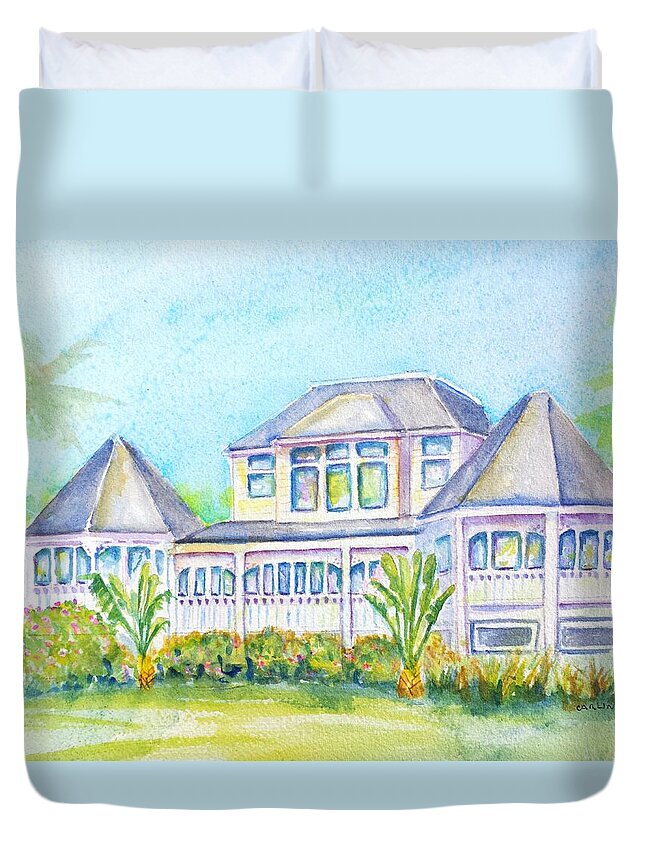 Thistle Lodge Duvet Cover featuring the painting Thistle Lodge Casa Ybel Resort by Carlin Blahnik CarlinArtWatercolor