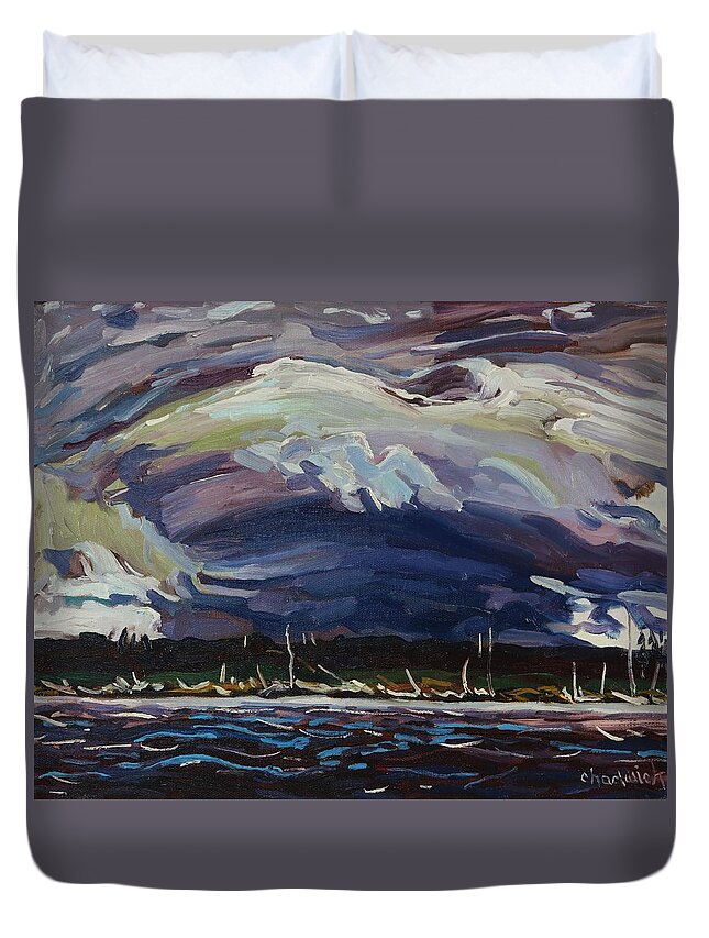 886 Duvet Cover featuring the painting Thomson's Thunderhead by Phil Chadwick