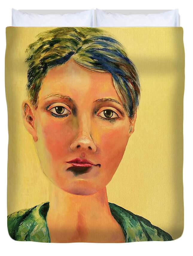Big Eyes Duvet Cover featuring the painting Those Eyes by Kim Shuckhart Gunns