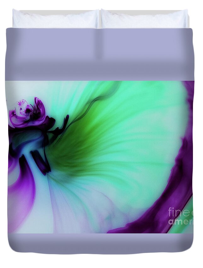 Abstract Duvet Cover featuring the mixed media Though the Silence by Patti Schulze