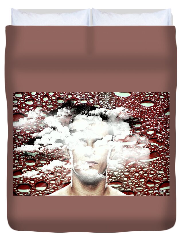 Thoughts Duvet Cover featuring the digital art Thoughts Are Like Clouds Passing Through The Sky by Paulo Zerbato