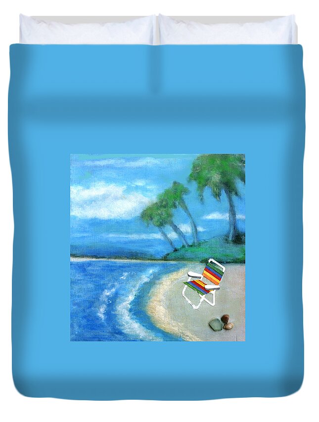 Beach Duvet Cover featuring the painting Three Beaches B by Mary Ann Leitch