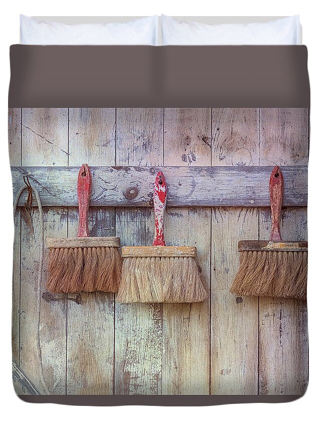 Brattleboro Vermont Duvet Cover featuring the photograph Three Brushes by Tom Singleton