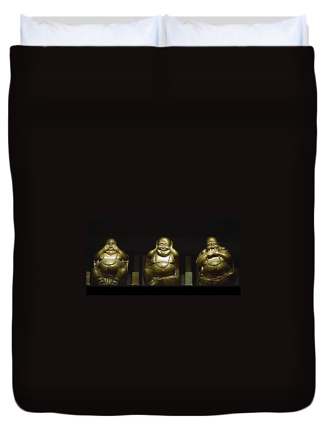 Buddha Duvet Cover featuring the photograph Three Buddhas by Gary Dean Mercer Clark