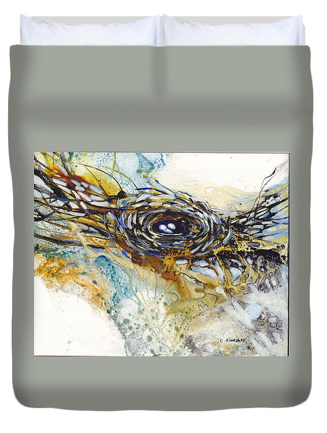 Landscape Duvet Cover featuring the painting Three Promises by Christiane Kingsley