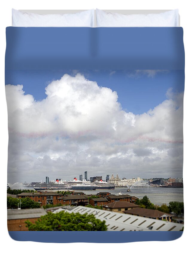 Cunard Duvet Cover featuring the photograph Three Queens by Spikey Mouse Photography