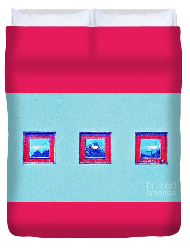 Windows Duvet Cover featuring the photograph Threes by Merle Grenz