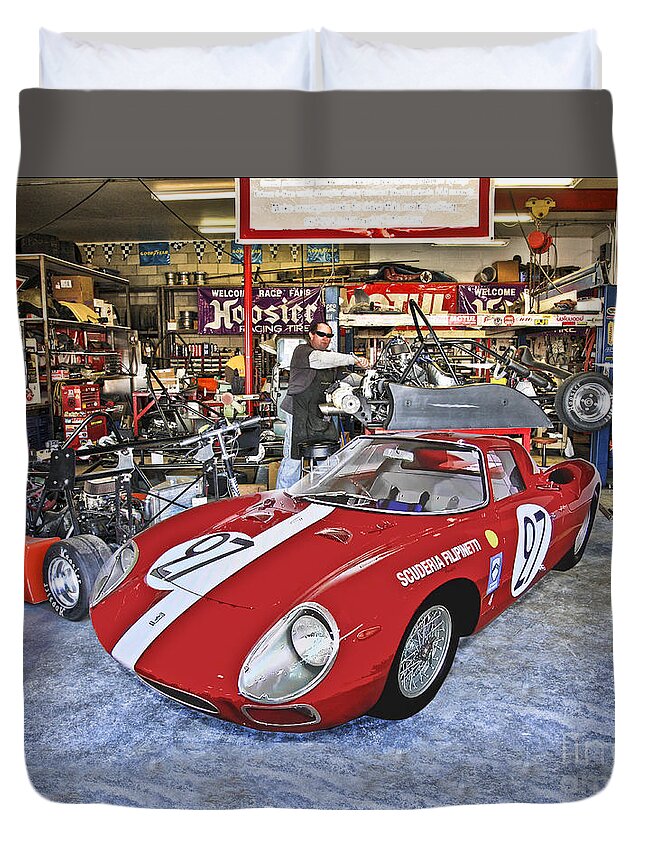Ferrari Duvet Cover featuring the photograph Throphy Car by Tom Griffithe