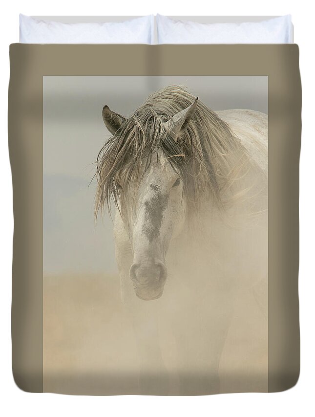 Horse Duvet Cover featuring the photograph Through The Dust by Kent Keller