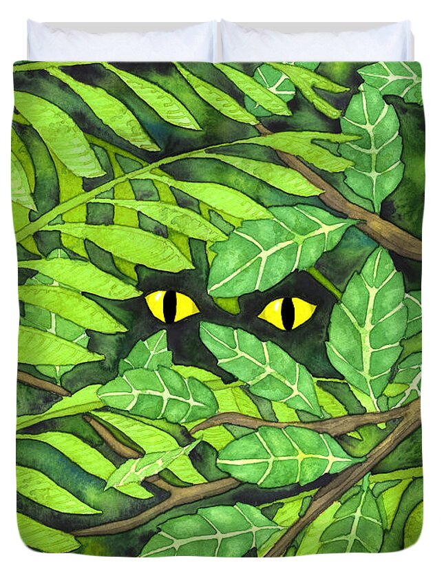 Artoffoxvox Duvet Cover featuring the painting Through the Leaves by Kristen Fox
