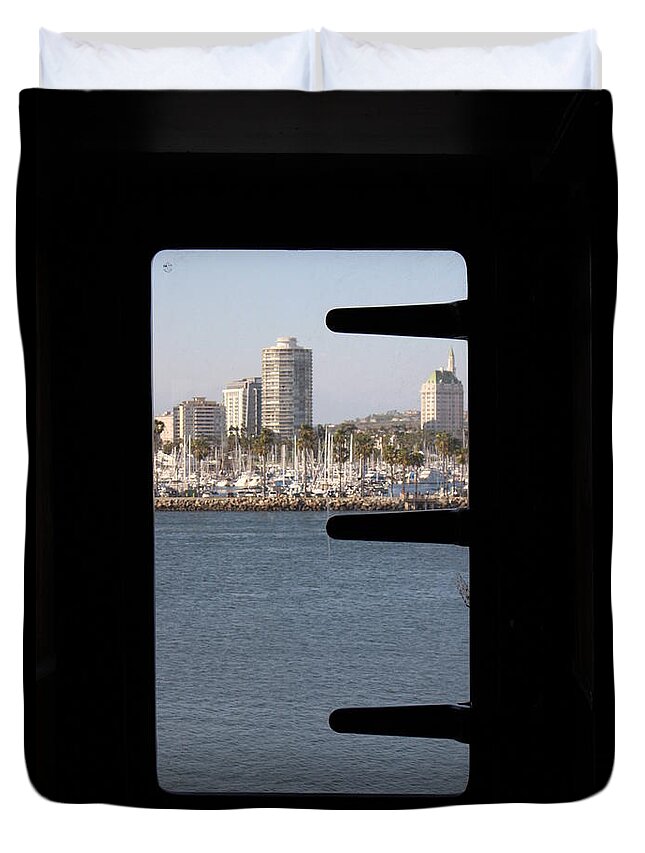 Long Beach California Duvet Cover featuring the photograph Through the Window of Queen Mary by Colleen Cornelius