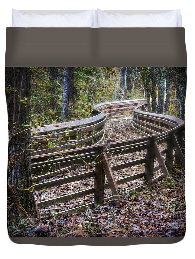 Pathway Duvet Cover featuring the photograph Through The Woods by Ken Johnson