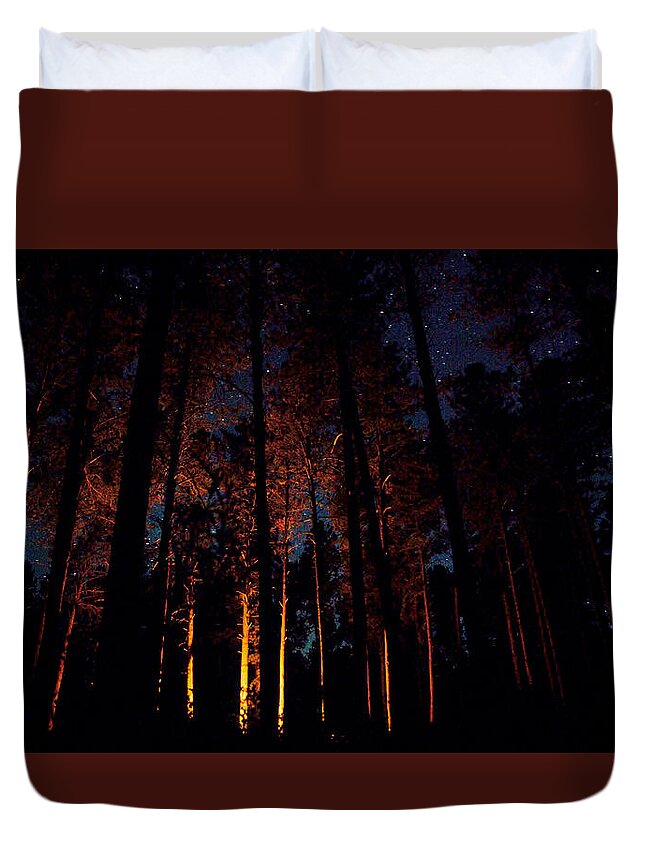 Camp Duvet Cover featuring the photograph Thru the Dark by Donald J Gray