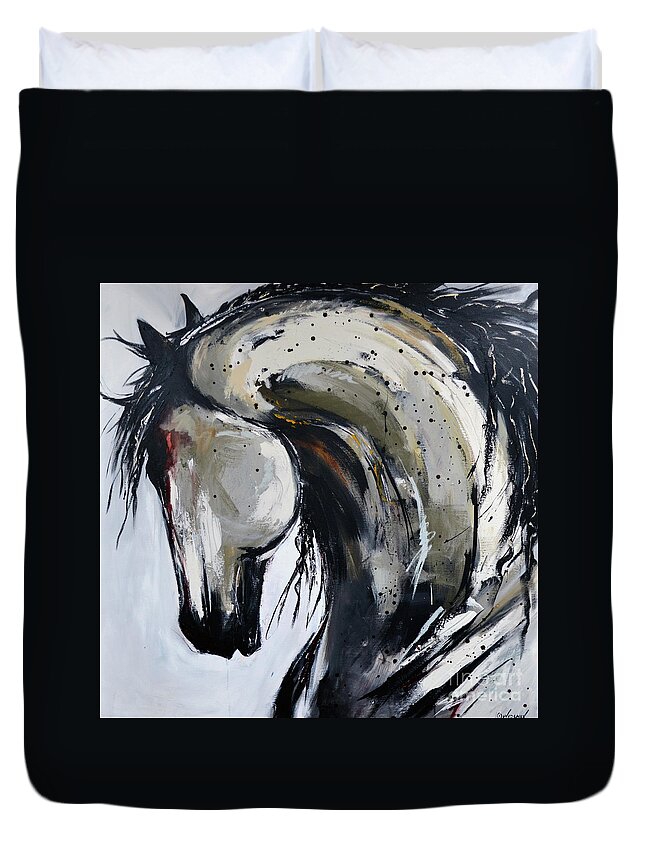 Horse Duvet Cover featuring the painting Thunder and Lightning by Cher Devereaux