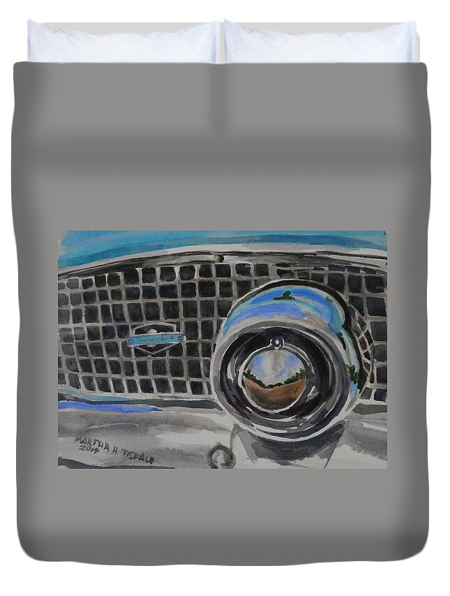 Cars Duvet Cover featuring the painting Thunderbird Grill by Martha Tisdale