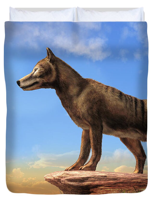 Thylacine Duvet Cover featuring the digital art Thylacine by Daniel Eskridge
