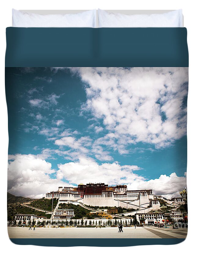 Tibet Duvet Cover featuring the photograph TIBET Potala Palace Dalai lama home place. Kailash Yantra.lv 2016 by Raimond Klavins