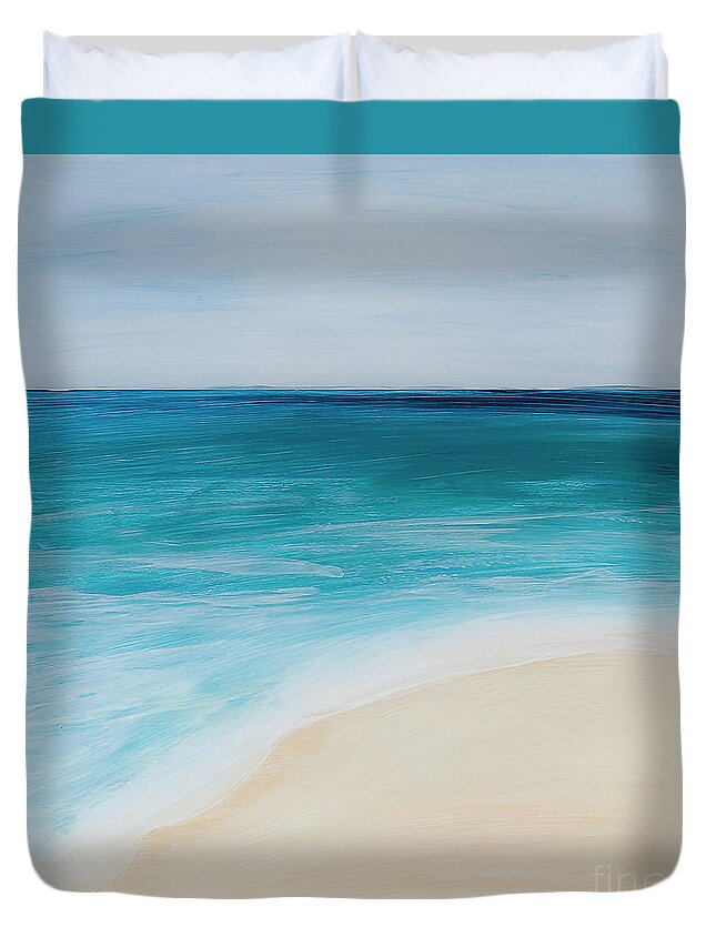 Ocean Duvet Cover featuring the painting tide Coming In by Shelley Myers