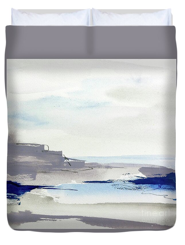 Original Watercolors Duvet Cover featuring the painting Tide Pools II by Chris Paschke